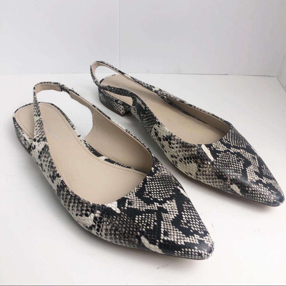 Marc Fisher Snake Print Pointed Toe Flats - image 1